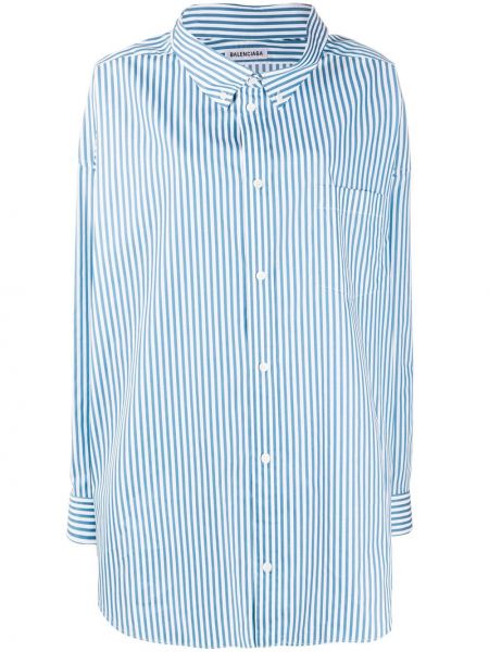 Oversized ριγέ πουκάμισο με σχέδιο Balenciaga μπλε