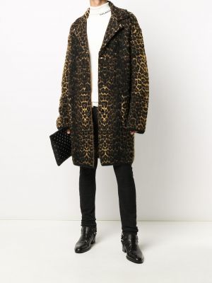 Abrigo con botones leopardo Saint Laurent marrón