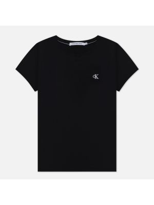 Хлопковая футболка слим Calvin Klein Jeans черная