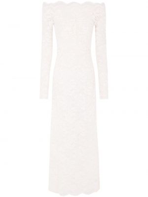 Φλοράλ κοκτέιλ φόρεμα με δαντέλα Rabanne λευκό