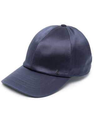 Сатенена шапка с козирки Maison Michel синьо