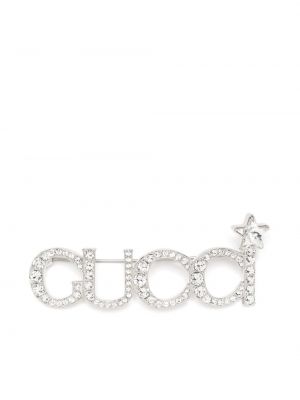 Broszka z kryształkami Gucci srebrna