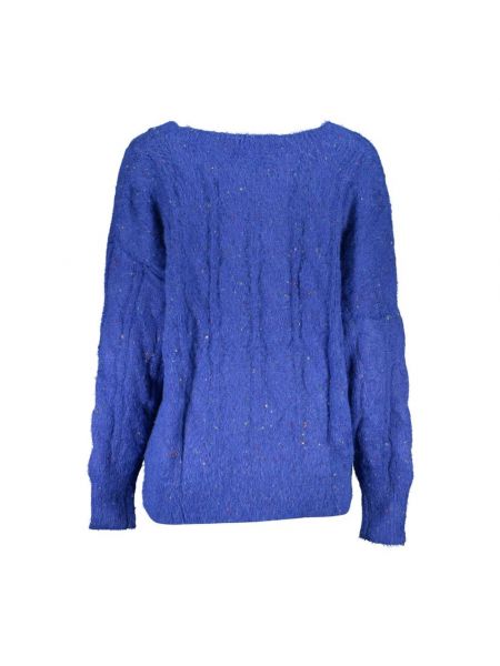Sweter z dekoltem w serek Desigual niebieski