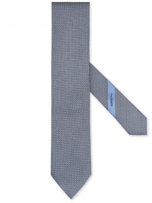 Jedwabny krawat z nadrukiem Zegna niebieski