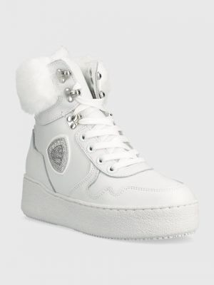 Sneakersy skórzane Blauer białe