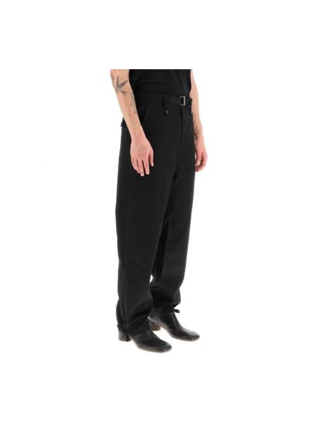 Pantalones chinos de algodón con hebilla Sacai negro
