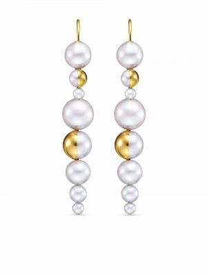 Boucles d'oreilles avec perles à boucle Tasaki jaune