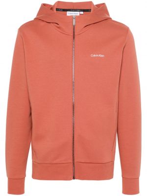Mikina s kapucí Calvin Klein oranžová