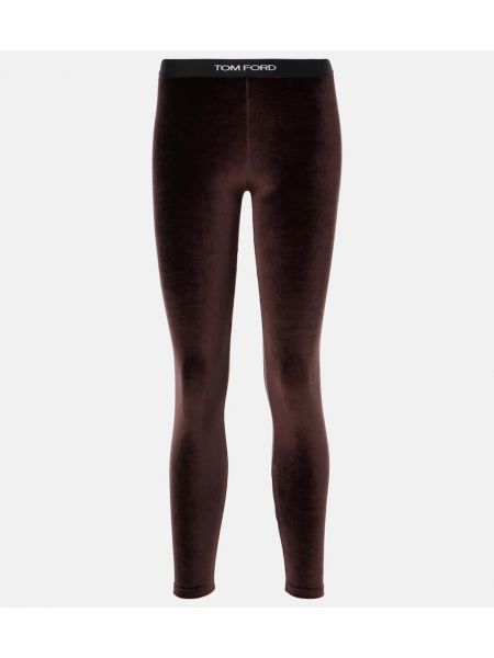 Leggings i velour med hög midja i sammet Tom Ford brun