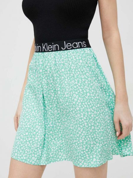 Дънкова пола Calvin Klein Jeans зелено