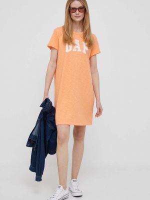 Sukienka mini bawełniana Gap pomarańczowa