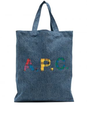 Borsa shopper con stampa A.p.c. blu