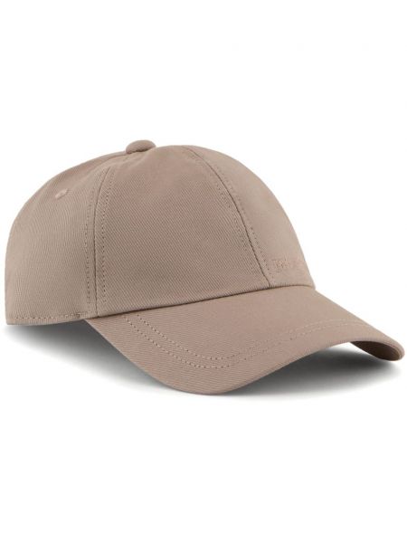 Haftowana czapka z daszkiem bawełniana Emporio Armani brązowa