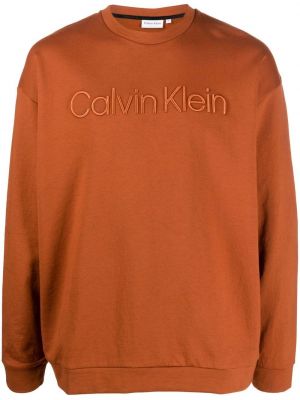 Felpa ricamata Calvin Klein marrone