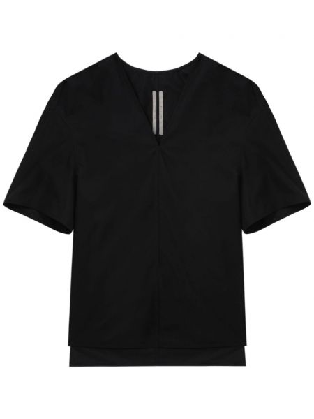 Βαμβακερή μπλούζα με λαιμόκοψη v Rick Owens μαύρο