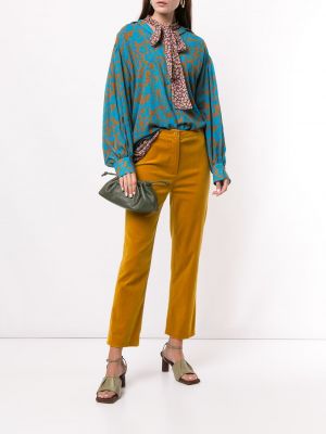 Pantalon droit en velours Chanel Pre-owned jaune