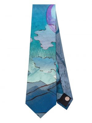 Selyem nyakkendő nyomtatás Paul Smith kék