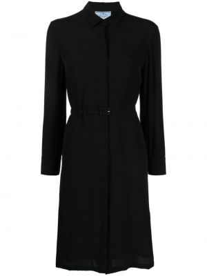 Svilena dolga obleka Prada Pre-owned črna
