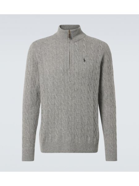 Cashmere ull strikkegenser med glidelås Polo Ralph Lauren grå