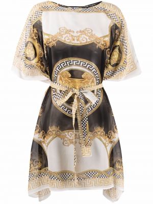 Rochie de mătase cu imagine Versace alb