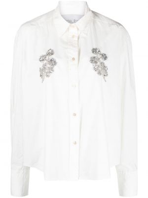 Gėlėta medvilninė marškiniai Forte_forte balta
