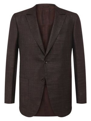 Шелковый шерстяной пиджак Zegna Couture коричневый