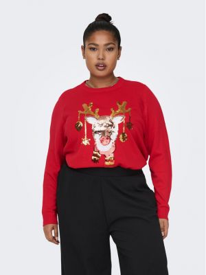 Пуловер Only Carmakoma червено