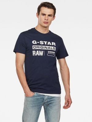 Camiseta manga corta de cuello redondo de estrellas G-star Raw azul