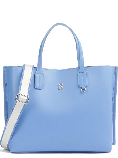 Кожаная сумка шоппер из искусственной кожи Tommy Hilfiger синяя