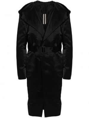 Παλτό σε στενή γραμμή με κουκούλα Rick Owens μαύρο