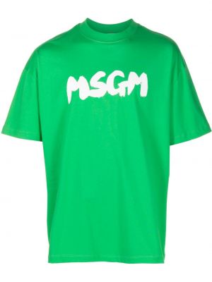 Bombažna majica s potiskom Msgm zelena