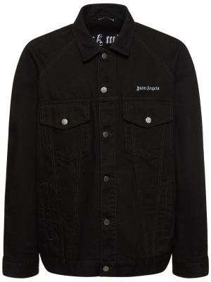 Bavlněná džínová bunda Palm Angels černá