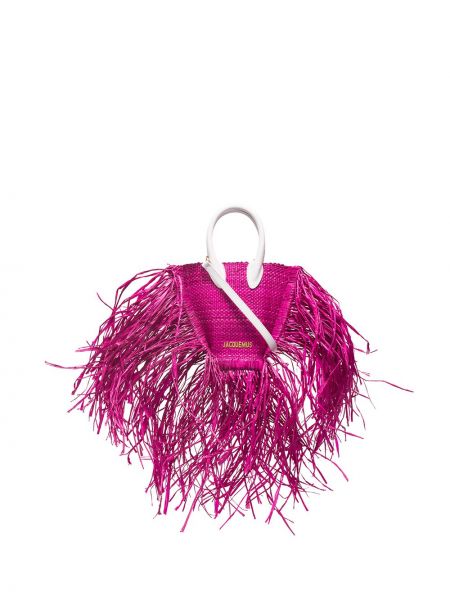 Чанта с ресни Jacquemus розово