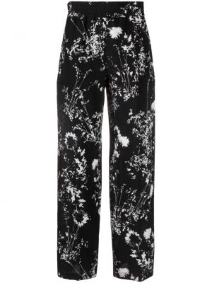 Jedwabne spodnie w kwiatki z nadrukiem Victoria Beckham