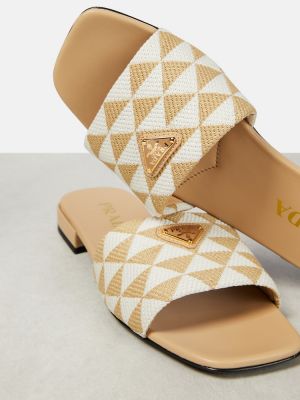 Sandalias de tejido jacquard Prada beige