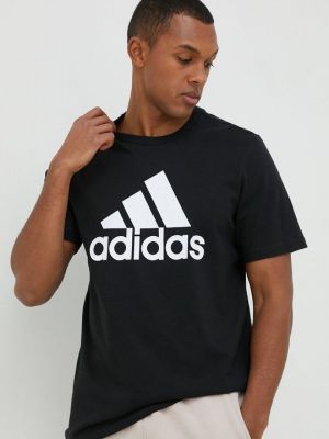 Хлопковая футболка Adidas черная