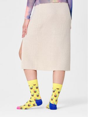 Kojinės virš kelių Happy Socks geltona