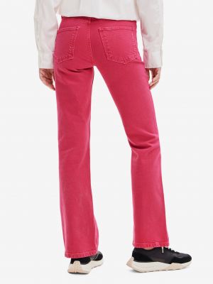 Rovné kalhoty Desigual růžové