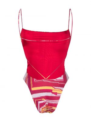 Bañador con estampado con estampado abstracto Sian Swimwear rojo
