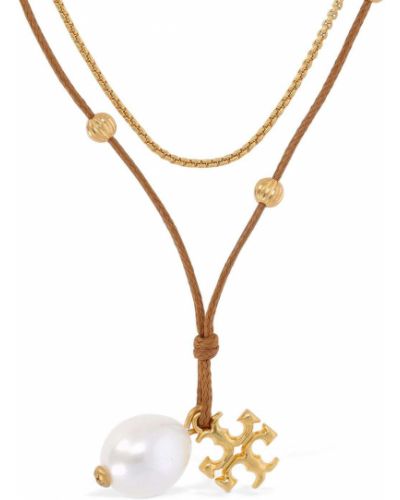 Ogrlica z perlami Tory Burch zlata