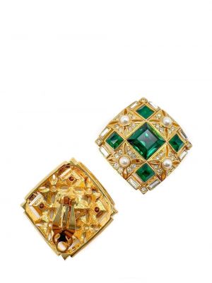 Kolczyki z dekoltem kwadratowym z kryształkami Jennifer Gibson Jewellery złote