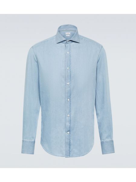 Džínová košile Brunello Cucinelli modrá