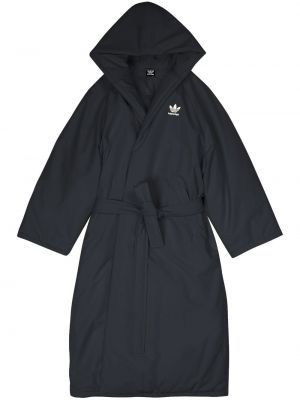 Klasické pruhované péřový kabát s výšivkou Balenciaga - černá