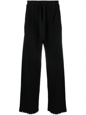 Vlněné rovné kalhoty Laneus černé