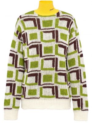 Vilnas džemperis ar augstu apkakli Prada zaļš