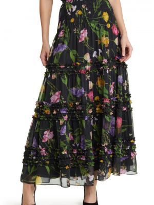Черная шифоновая юбка в цветочек с принтом Ted Baker London