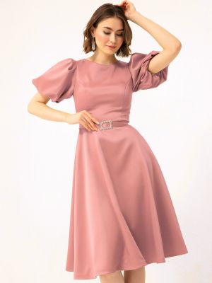 Vakarinė suknelė satininis su balioninėmis rankovėmis Lafaba rožinė