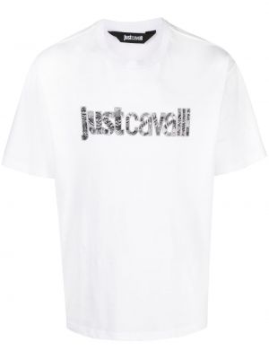 T-shirt en coton à imprimé Just Cavalli blanc