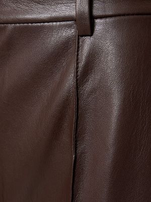 Dirbtinės odos iš natūralios odos marškiniai ilgomis rankovėmis Nanushka ruda