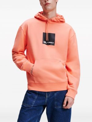 Medvilninis džemperis su gobtuvu Karl Lagerfeld Jeans oranžinė